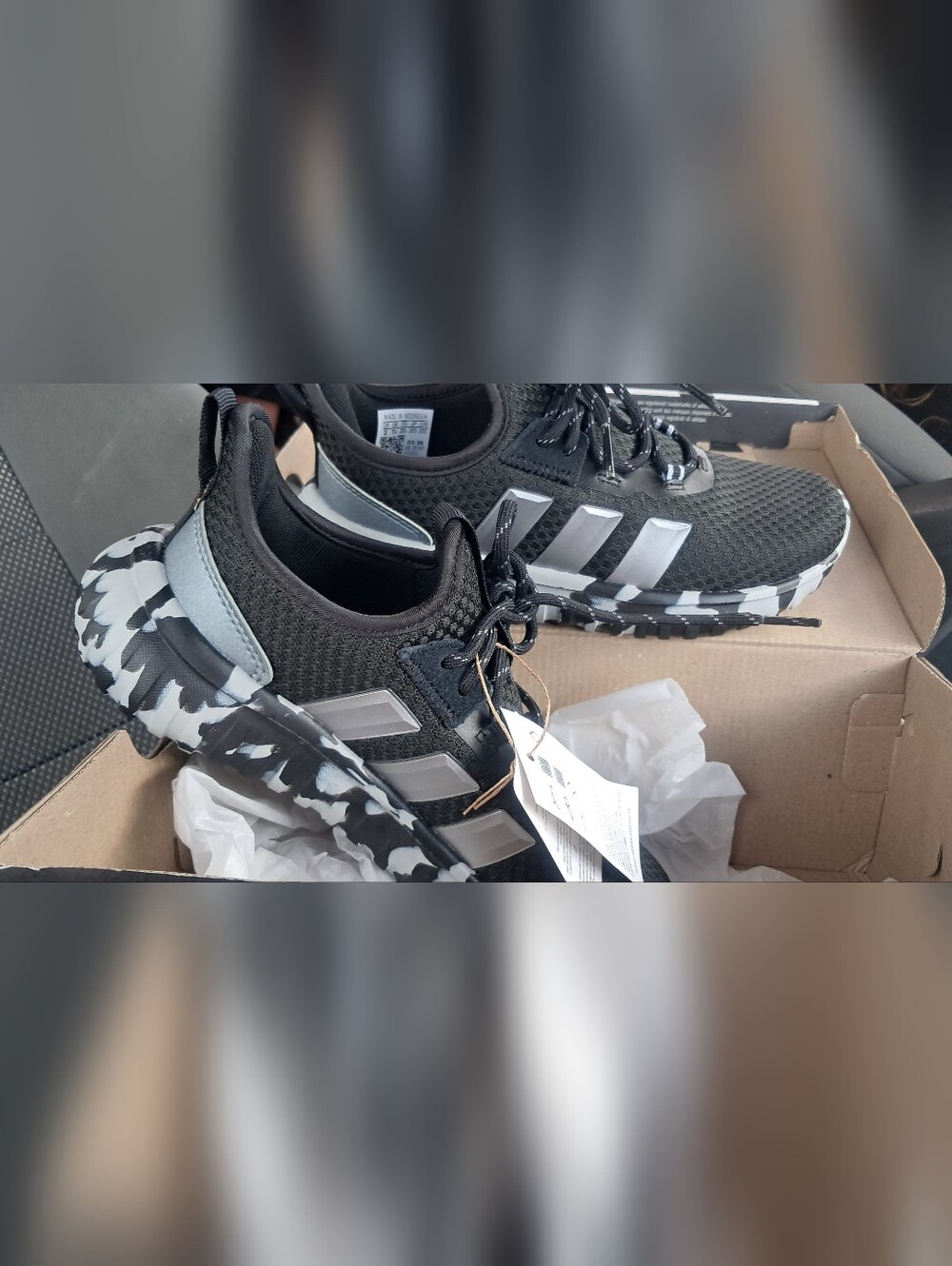 New In Box Kids Adidas Sportswear Black & Gray Shoes